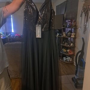 Ever Pretty Black Sequin V-Neck Evening Gown